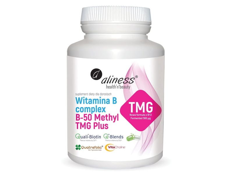 Aliness Witamina B Complex B-50 Methyl TMG Plus 100 kaps VEGE